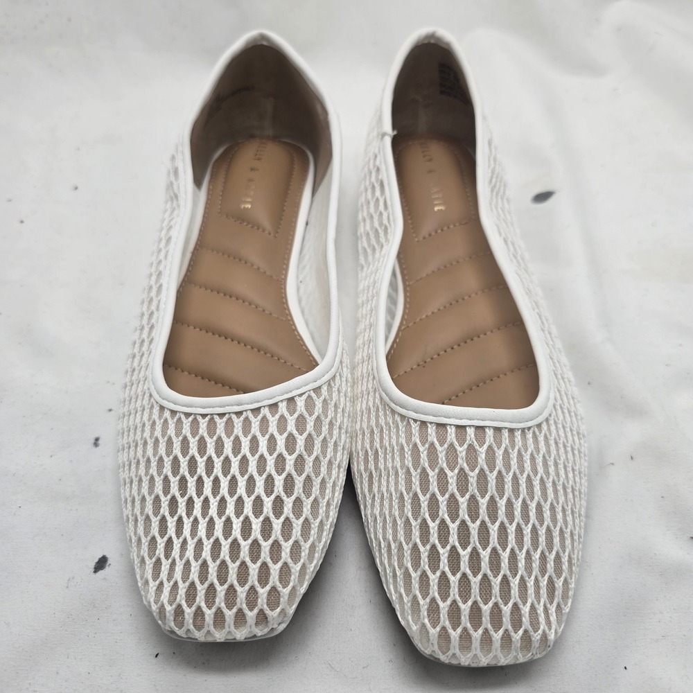 Kelly & Katie Bryn Flats Women 8 White Mesh Textile Square Toe Breathable Chic
